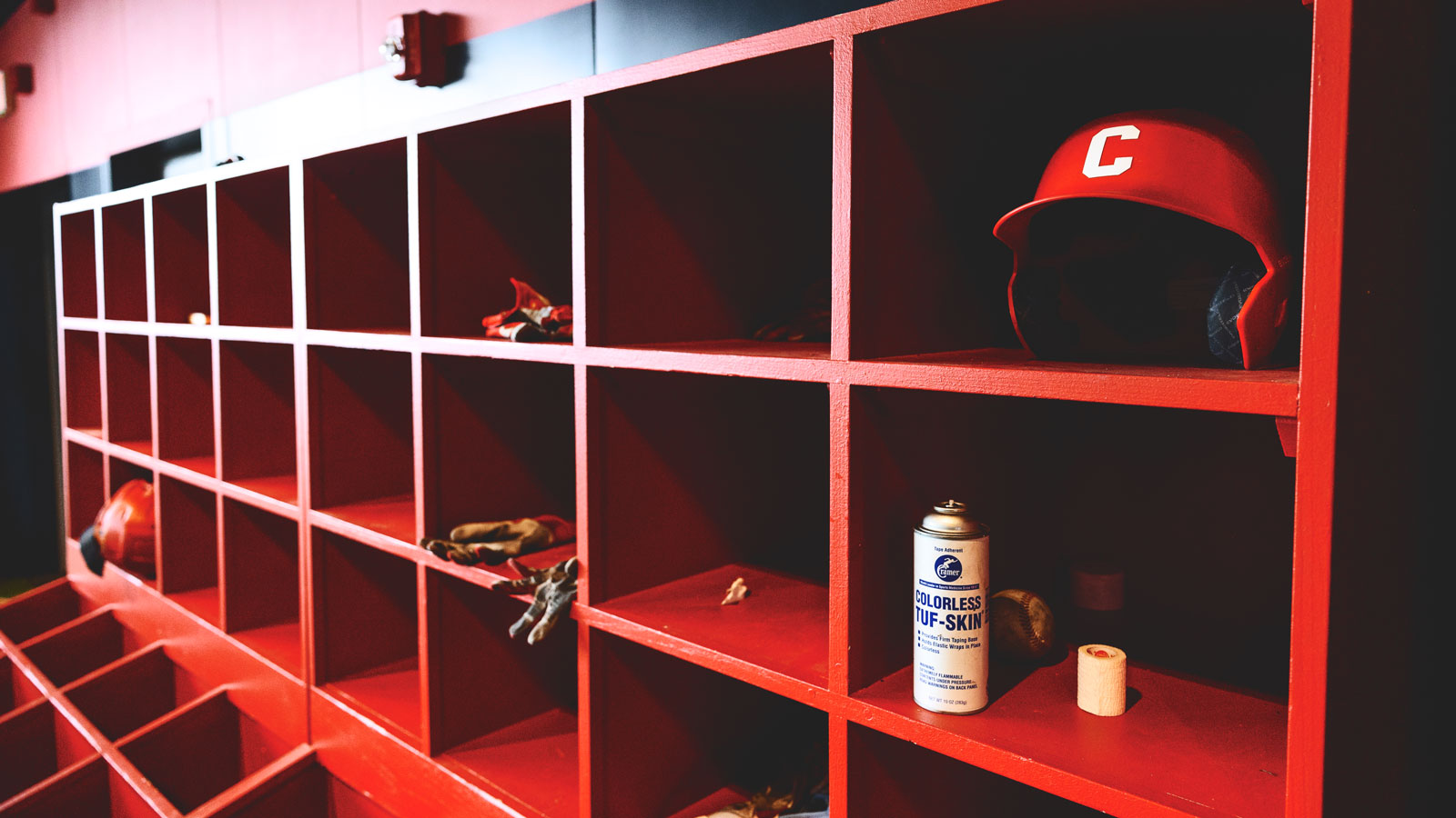 A view of the dugout cubbies taken from Hoy Field, now at the new Booth Field