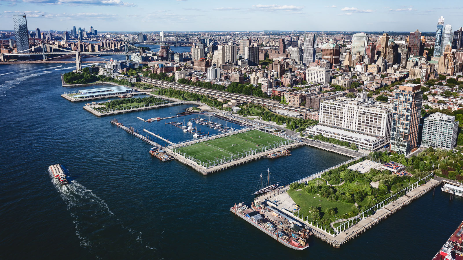 aerial view of Brooklyn Bridge Park