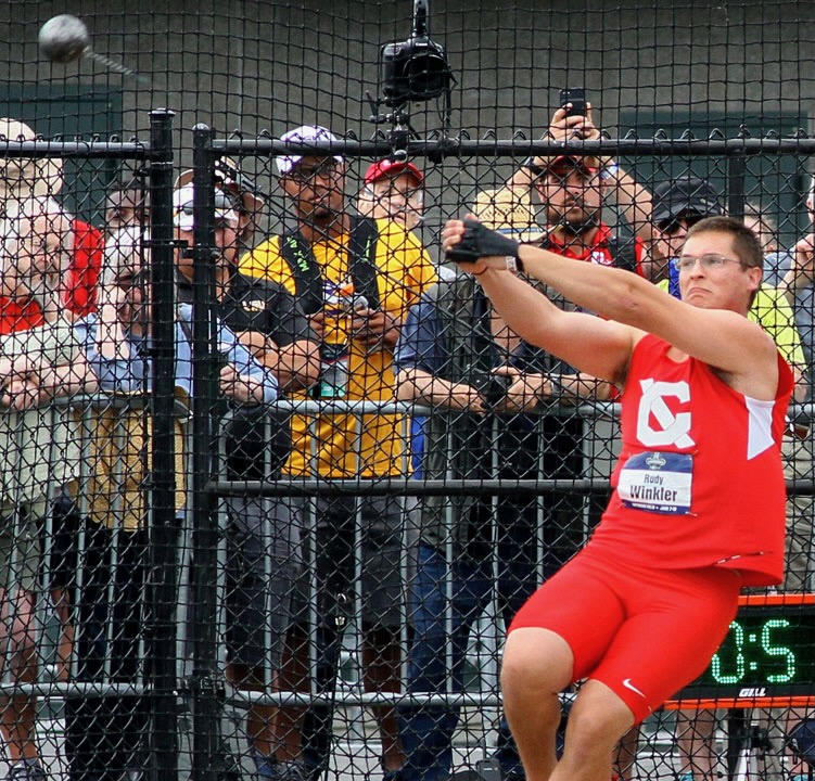 Rudy Winkler ’17 throws the hammer at the 2017 NCAA Outdoor Track and Field Championships in Eugene, Ore.