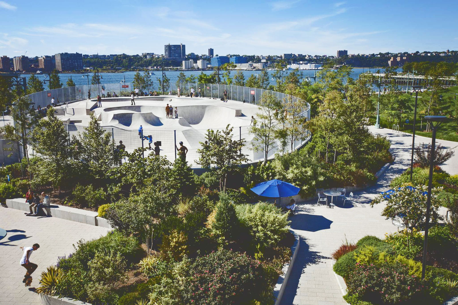 View of Chelsea Cove, a park that is part of an expansive section of Hudson River Park on Manhattan’s west side