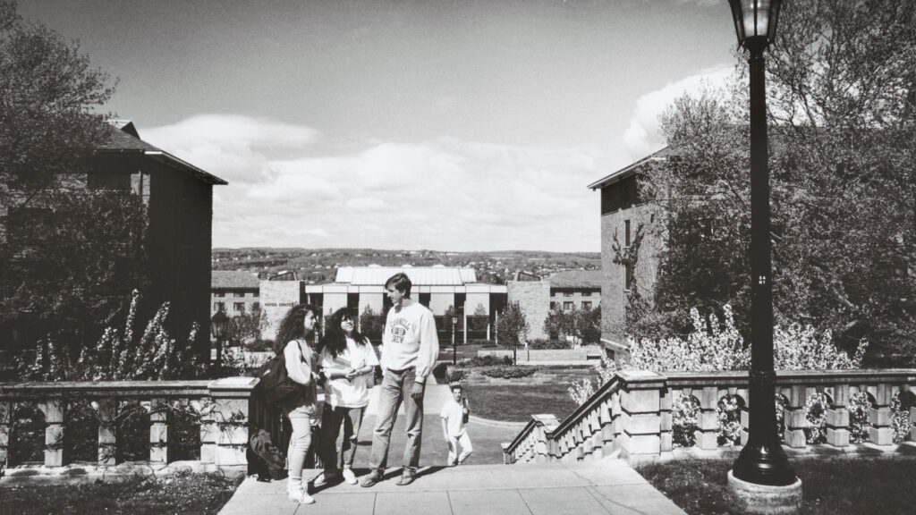 A view of West Campus and the first Noyes Center, circa 1991