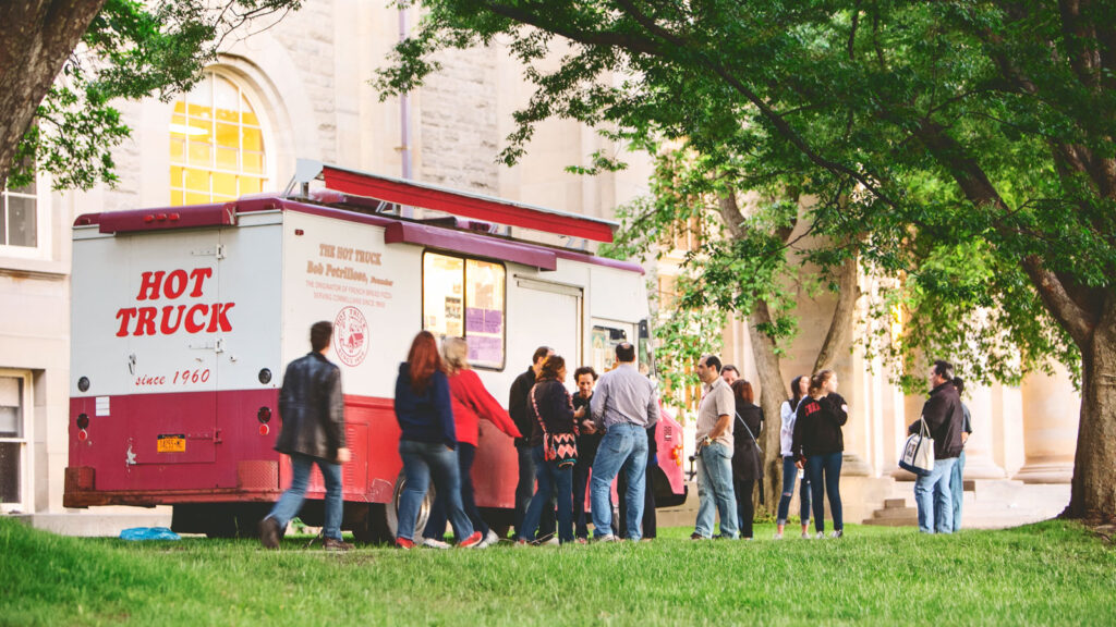 The Hot Truck parked in front of Goldwin Smith Hall on the Arts Quad during Reunion 2015