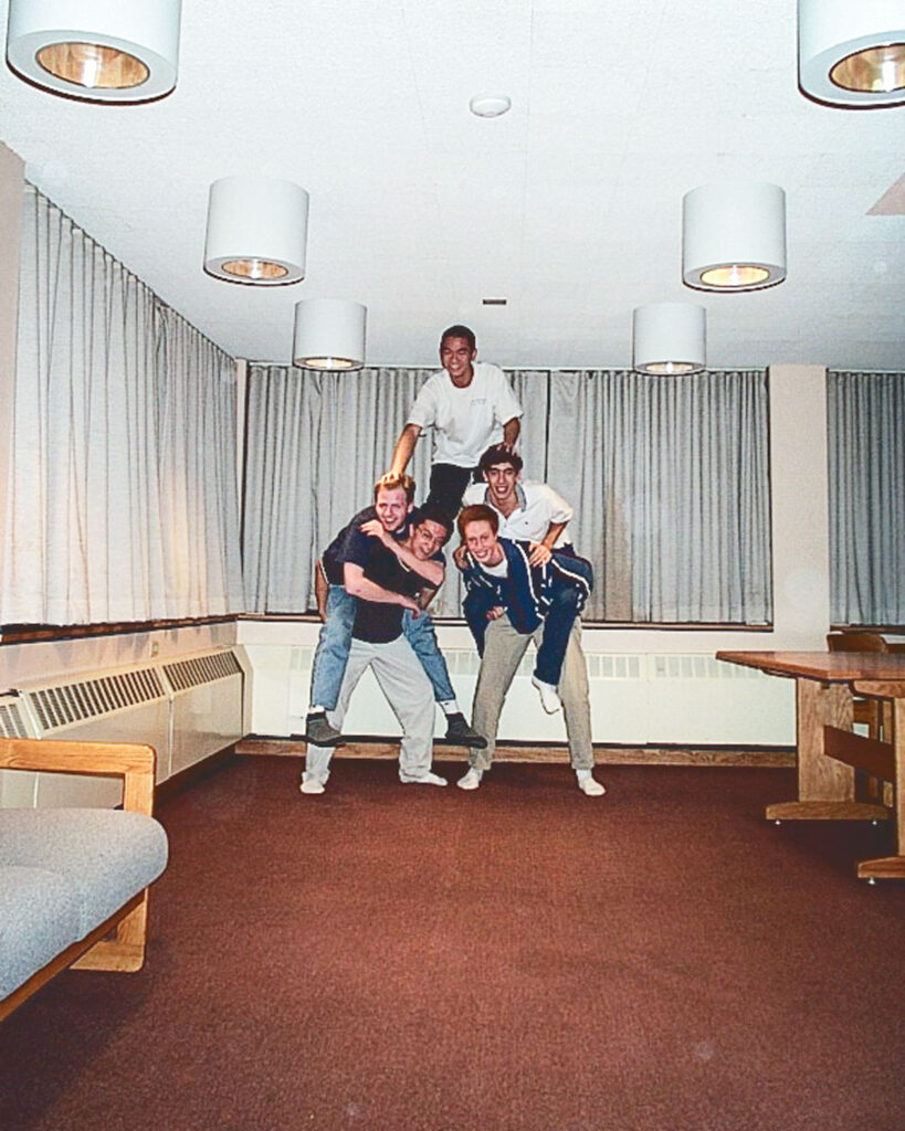 Hijinks in the Sperry Hall third-floor lounge, fall 1999.