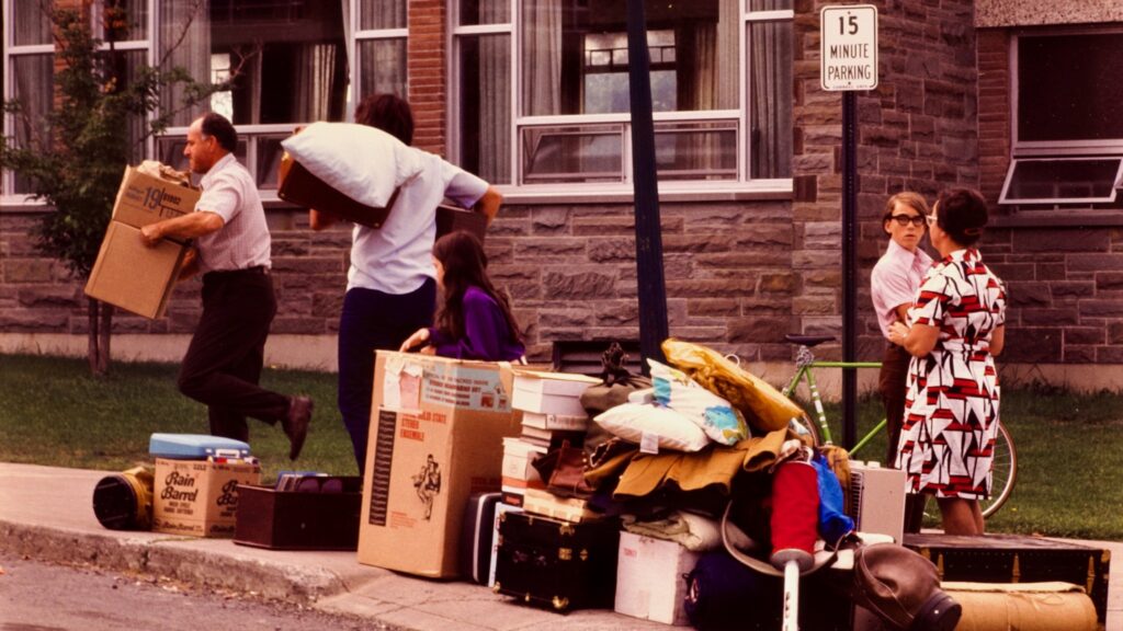 a scene from freshman student arrival, 1972