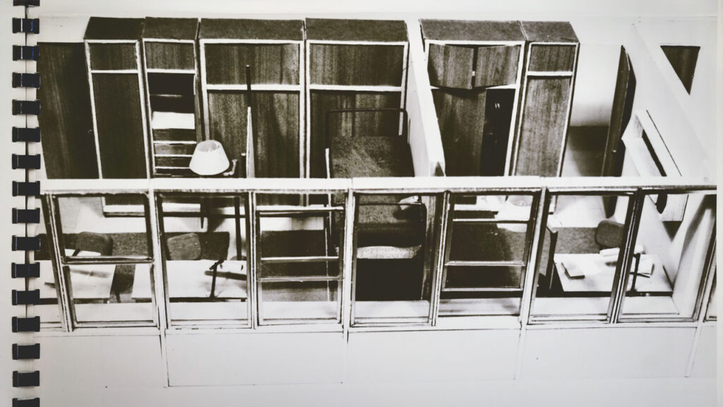 Original models showing the room designs for the University Halls, early 1950s