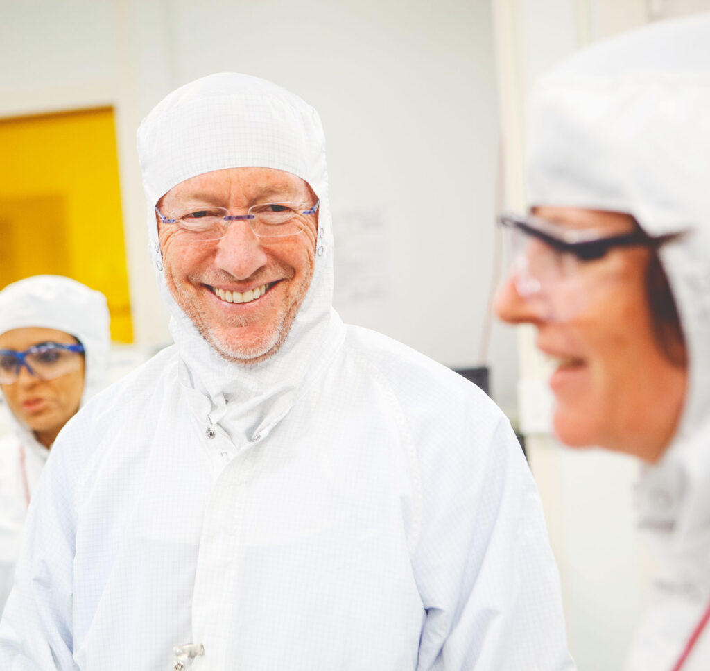 President Elizabeth Garrett touring the Nano facility along with Provost Michael Kotlikoff