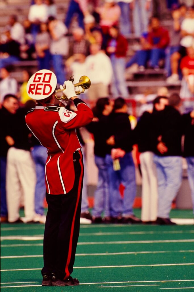 A lone trumpet player is pictured at Schoellkopf in 1999
