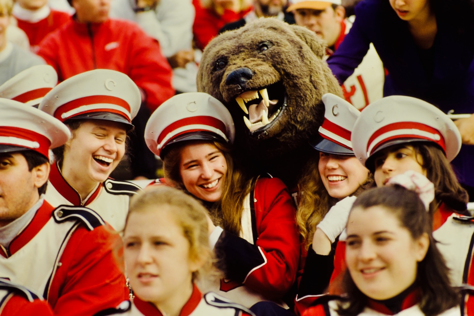 The Big Red Bear hangs out with band members in 1994