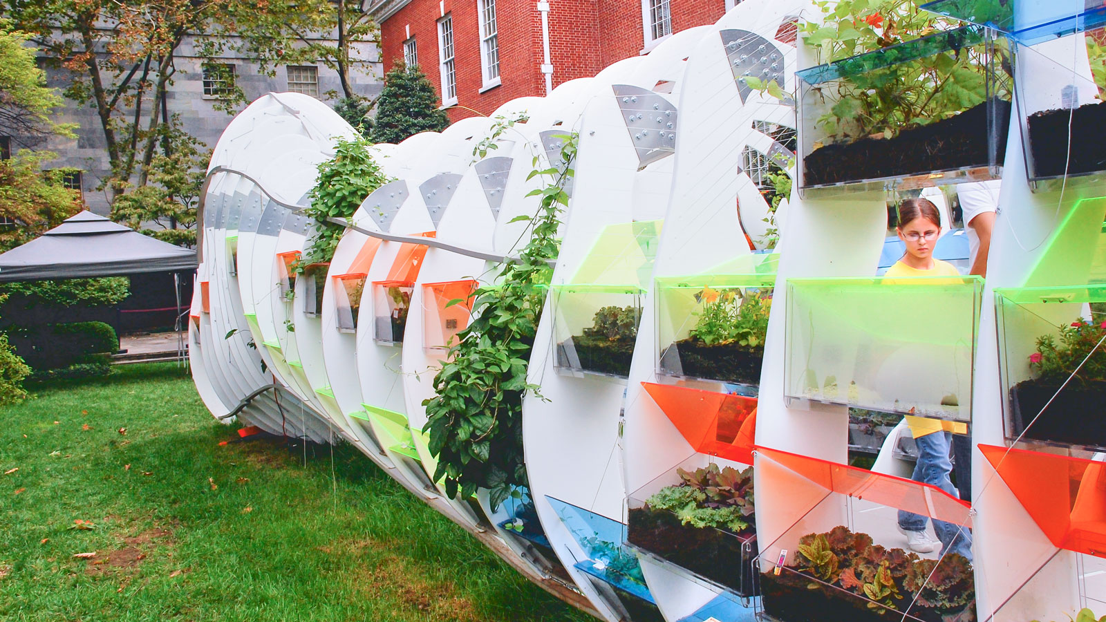 Jenny Sabin's "Greenhouse and Cabinet of Future Fossils" on display in Philadelphia in 2011