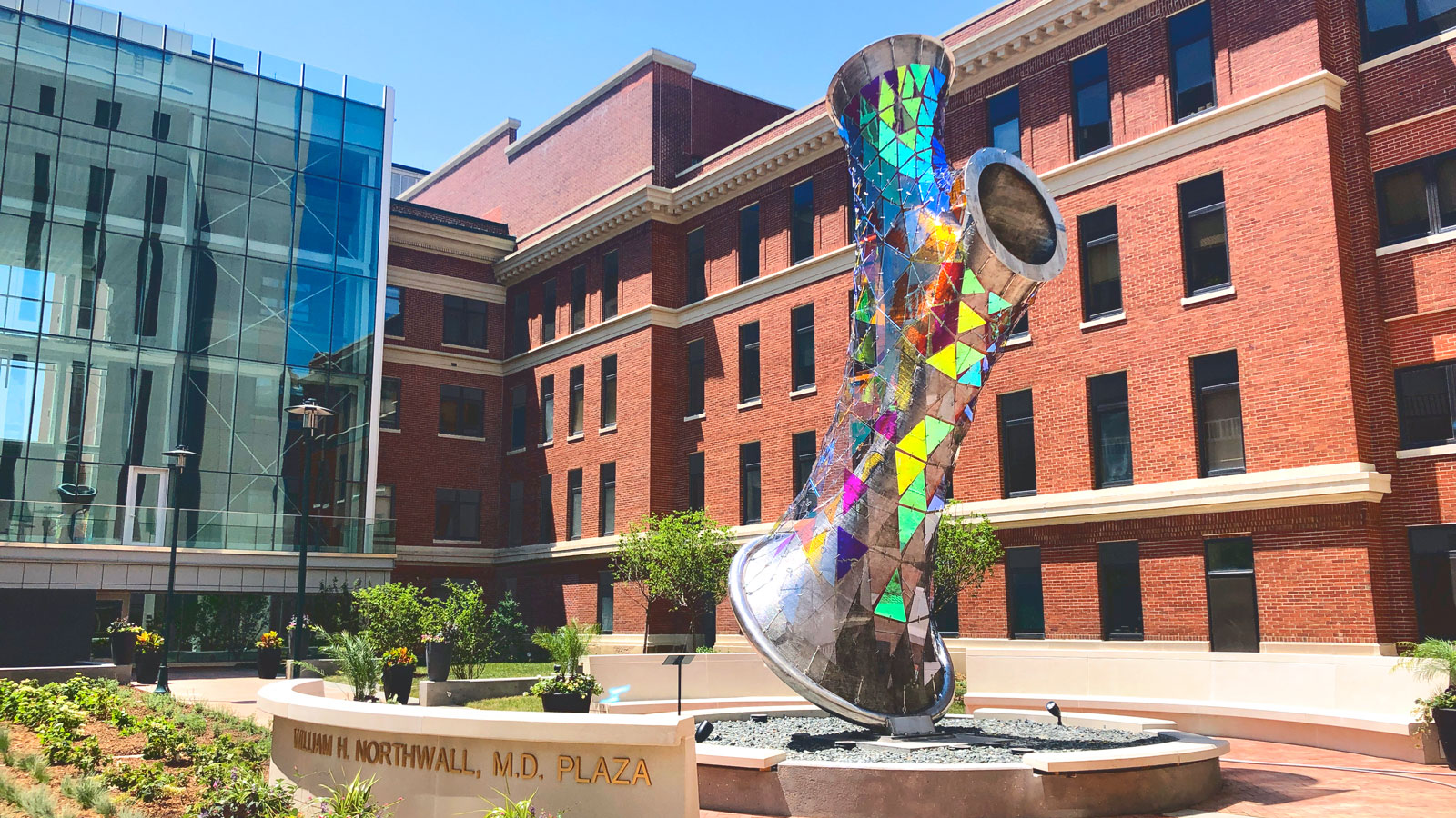 Jenny Sabin's "Convergence" is a 2021 permanent installation at the University of Nebraska Medical Center in Omaha