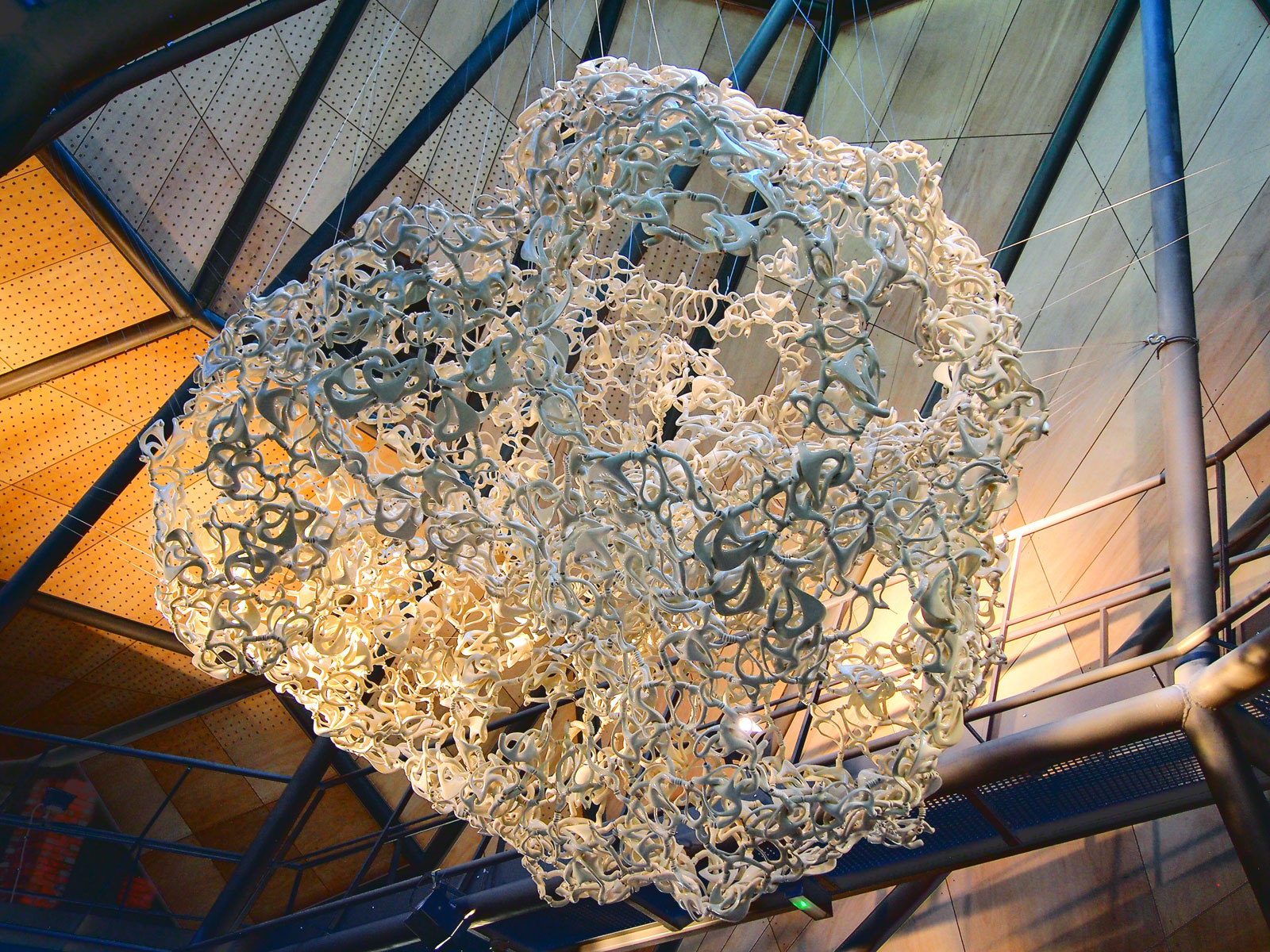 "PolyMorph" by Jenny Sabin, a digitally fabricated ceramic form, on display in the FRAC Centre, Orléans, France