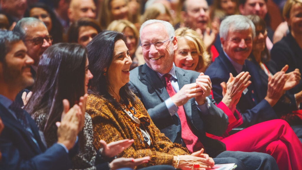 Mike Kotlikoff, then provost, smiles in the audience at the State of the University Address in 2016