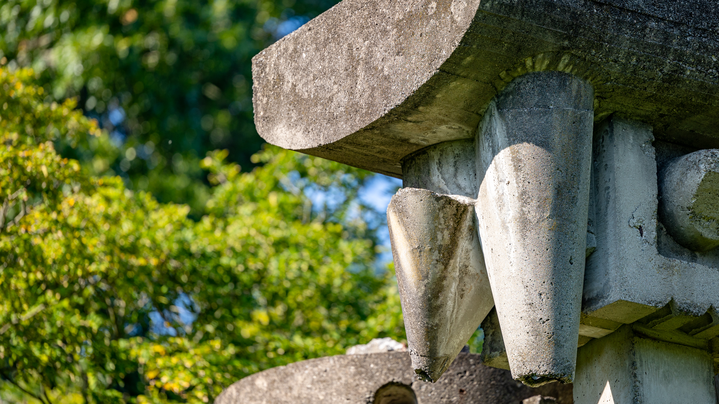 closeup of outdoor sculpture on Cornell campus as part of visual quiz