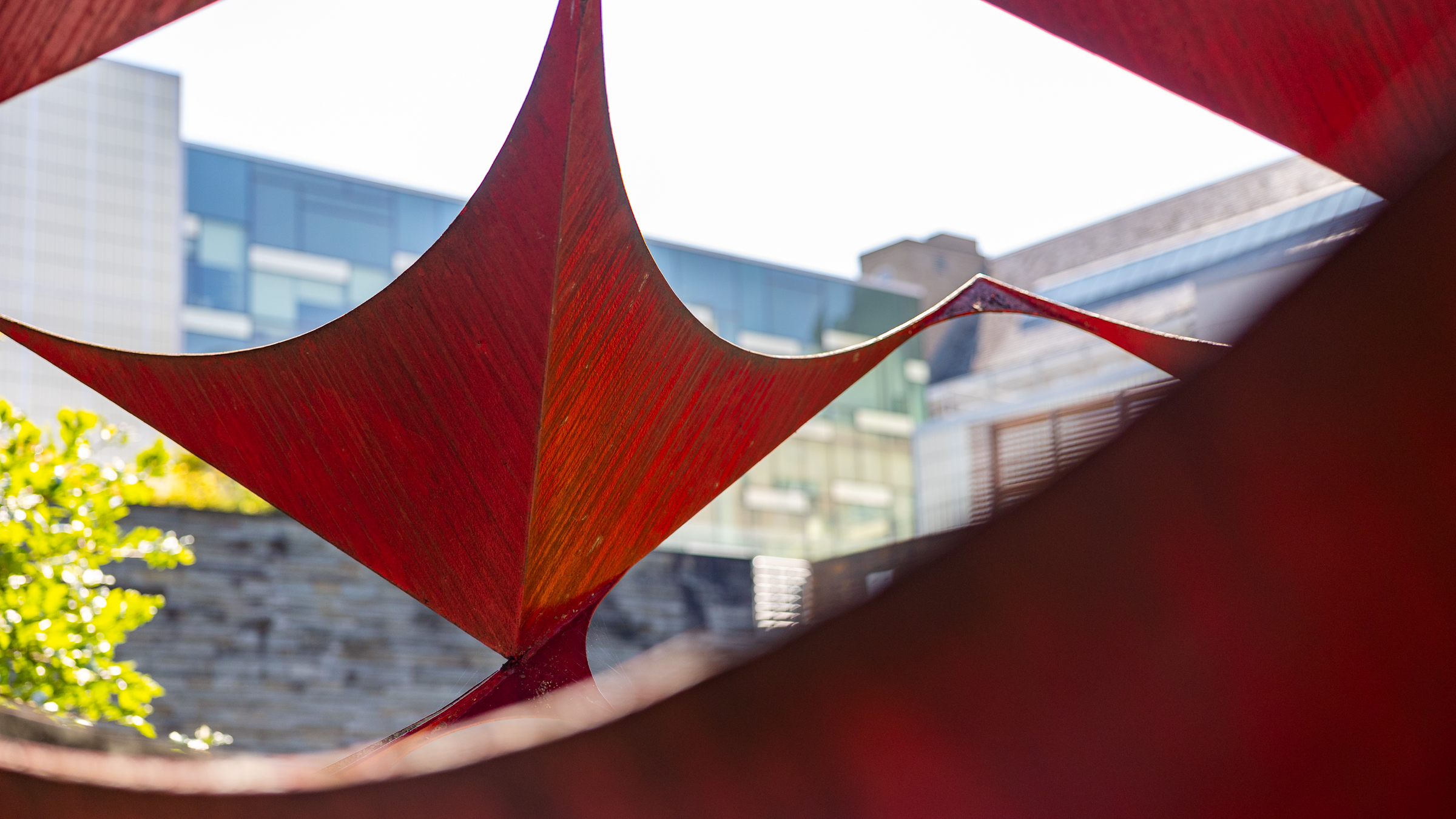 closeup of outdoor sculpture on Cornell campus as part of visual quiz