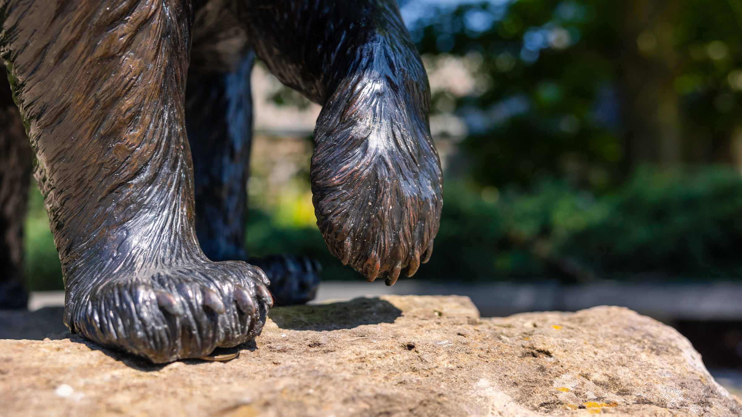 closeup of outdoor sculpture on Cornell campus as part of visual quiz