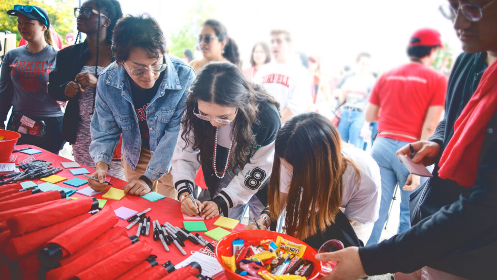 Cornellians jot down their fondest Cornell memories for a Homecoming 2024 exercise