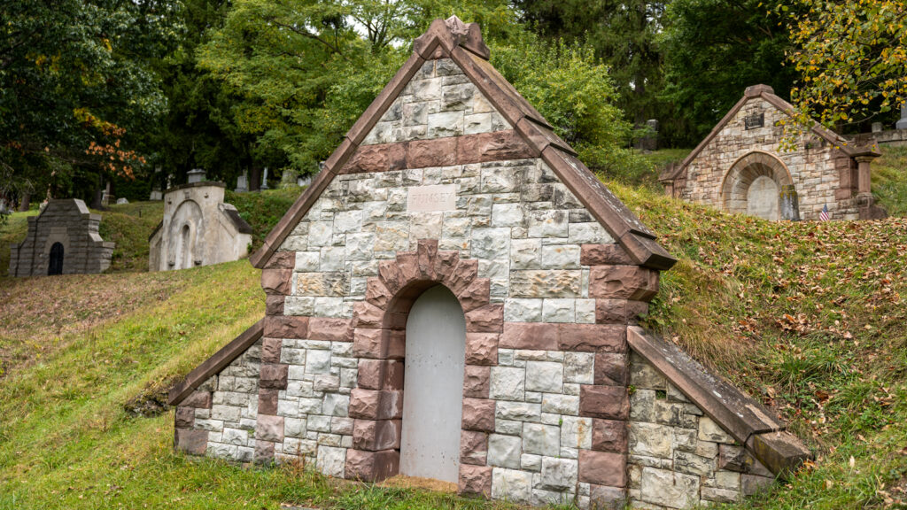 Hillside crypts in Ithaca City Cemetery