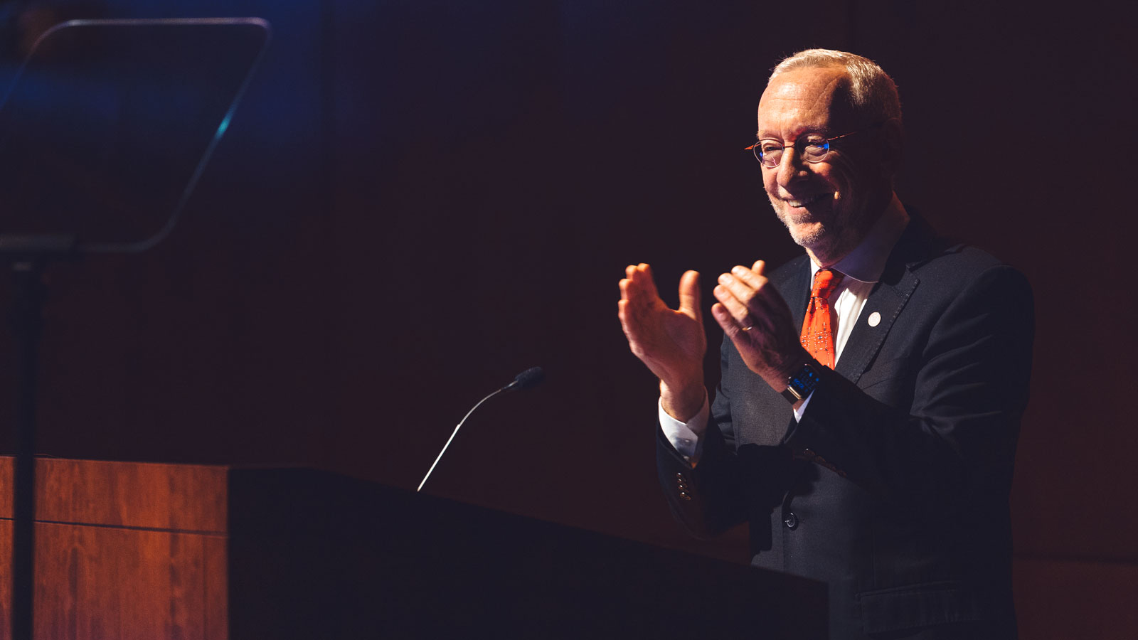 Interim President Mike Kotlikoff gives the State of the University address in Call Auditorium on Friday, October 18, 2024. (Ryan Young / Cornell University)