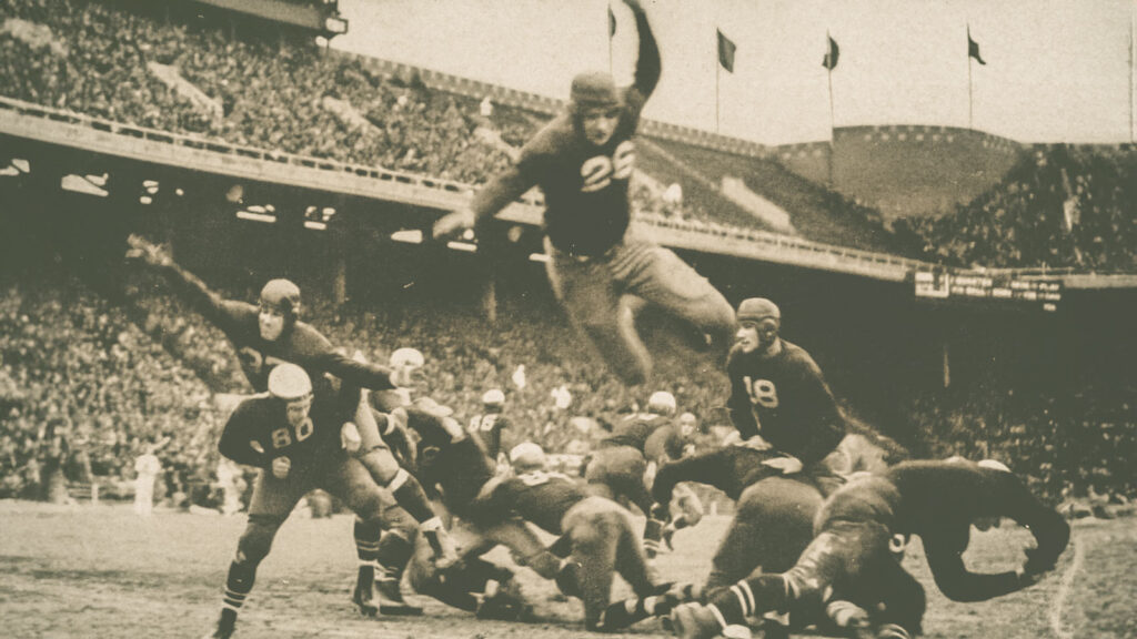 a scene from the 1936 Cornell-Penn football game