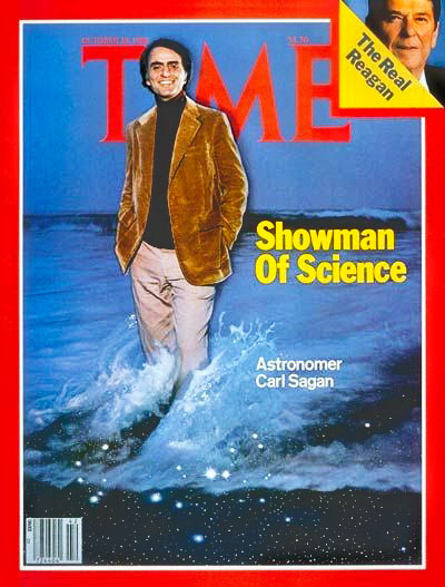 Carl Sagan appears on the cover of "Time" magazine in 1980