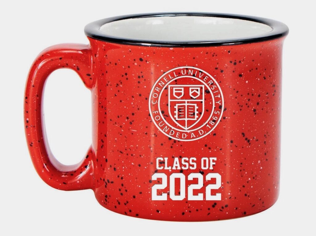 Cornell Store gift guide item: customizable "Cornell" class year camp mug