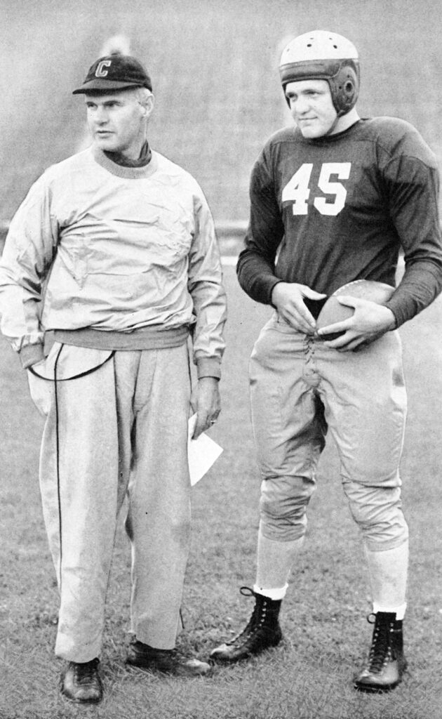 Big Red football coach Carl Snavely (left) with team captain Walt Matuszak ‘41, DVM ’43