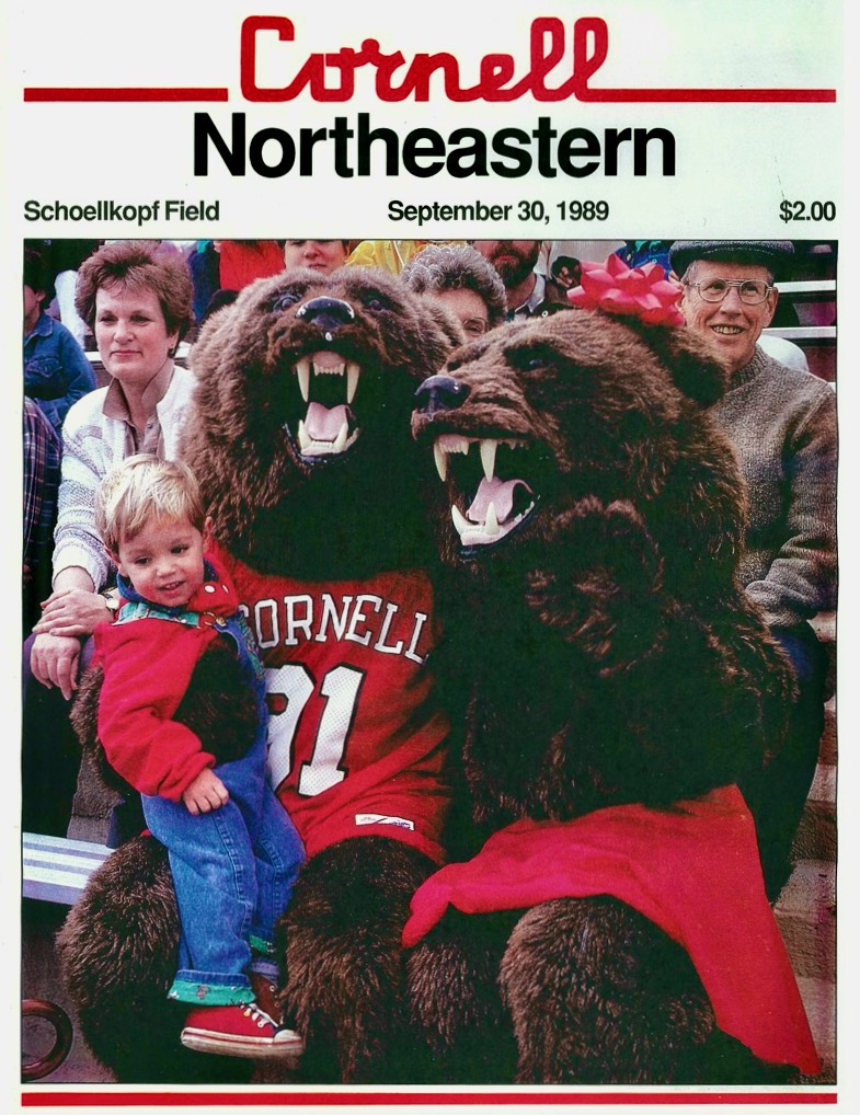 cover of Cornell v. Northeastern football game program from September 30, 1989, featuring the two Big Red Bears