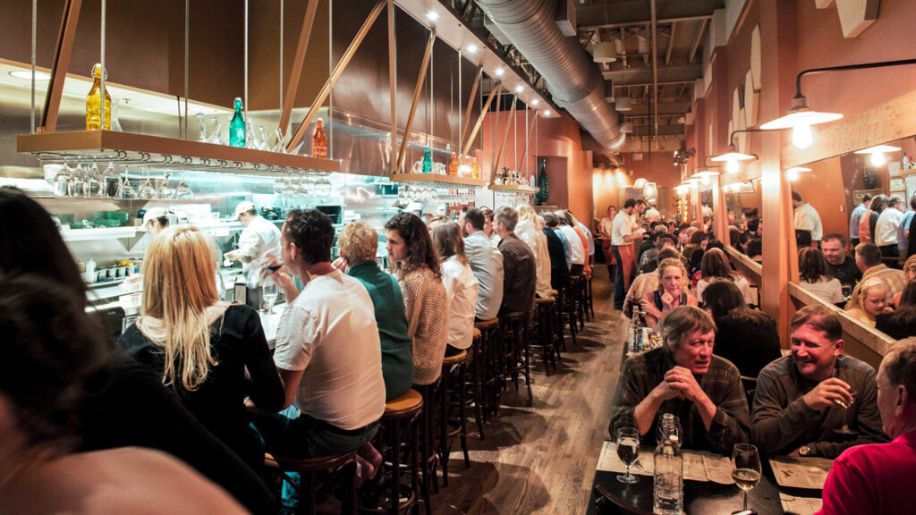 The crowd at the bar at Cúrate