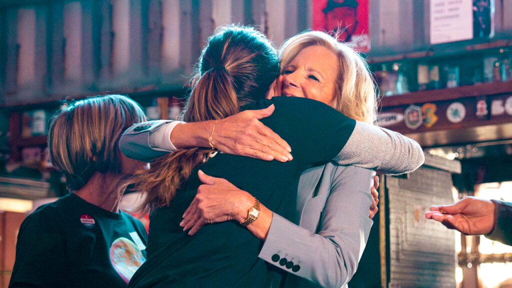 Katie Button getting a hug from Jill Biden