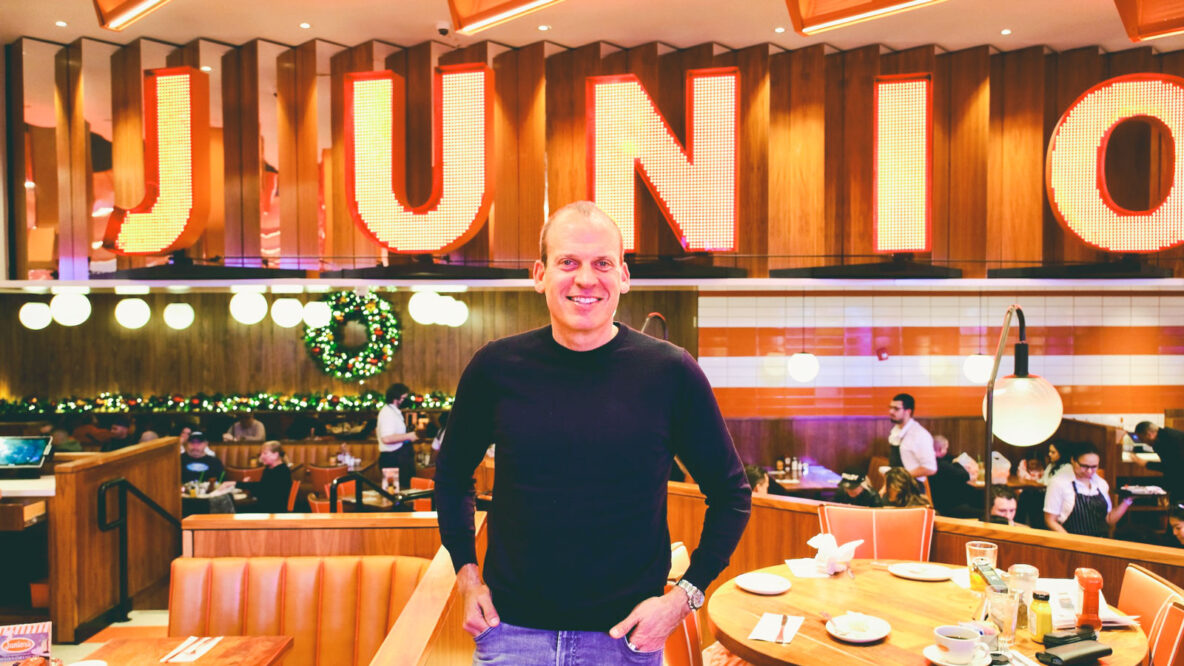 Alan Rosen is pictured in the Junior’s restaurant at 49th Street in Times Square