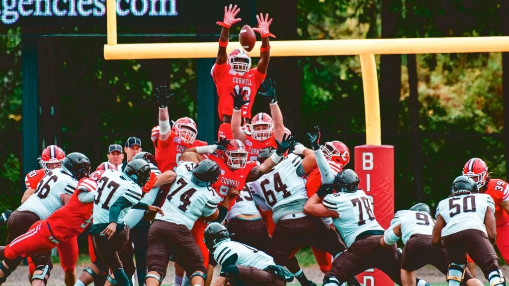 The Cornell Big Red football team competes against Brown at Schoellkopf Field.