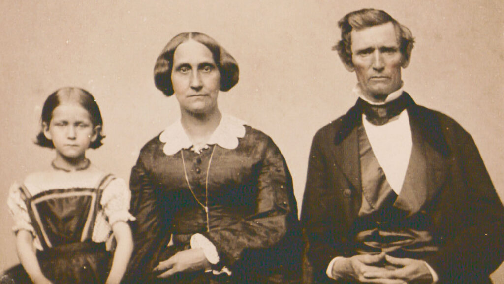 Ezra Cornell with his wife and daughter