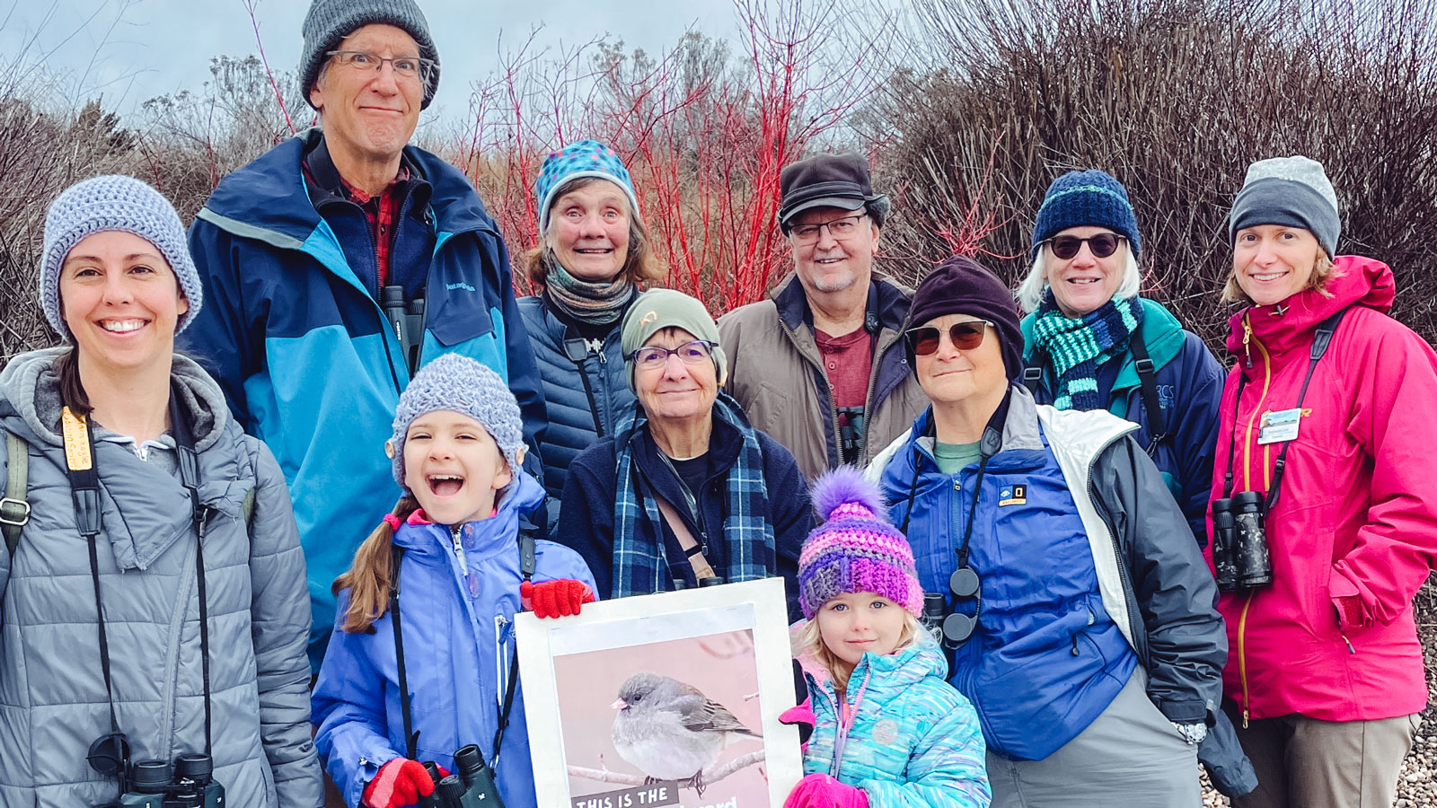 A group with children bird watches in Idaho.