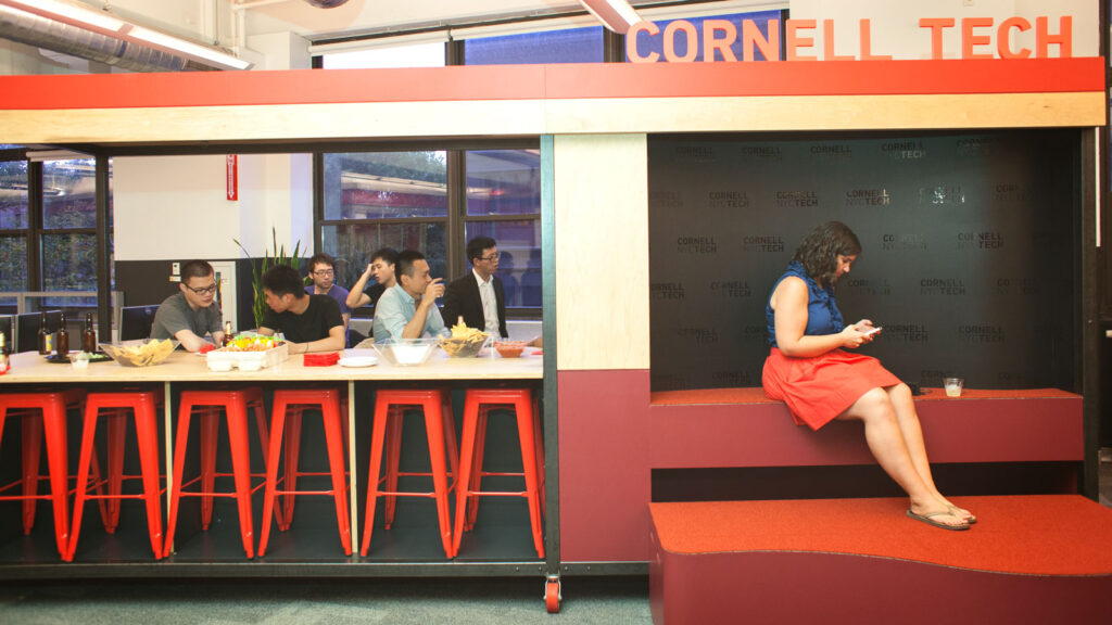 Cornell Tech students hang out in the campus' temporary location in Chelsea in 2013