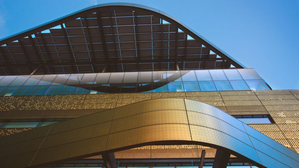 Exterior view of the Bloomberg Center at Cornell Tech