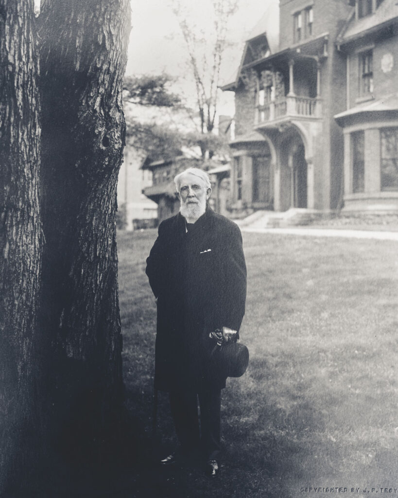 Andrew Dickson White pictured in front of the President's House, later known as the A.D. White House