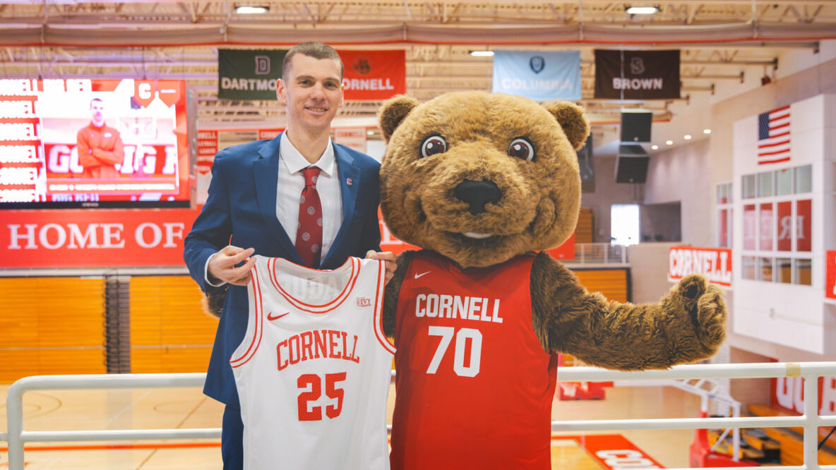 Cornell Men's Basketball Introduces Jon Jaques '10 as the 23rd Robert E. Gallagher '44 Head Coach in Newman Arena in Ithaca, NY on April 12, 2024.