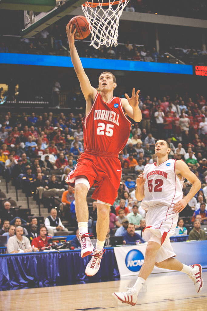 Jon Jaques as a player goes up for a lay up against Wisconsin.