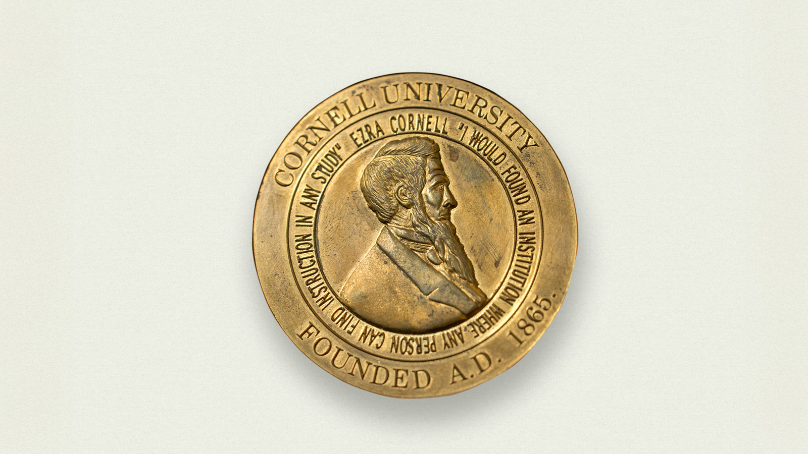 The cast metal alloy medallion of the Cornell Great Seal that is used ceremonially during University presidential inaugurations