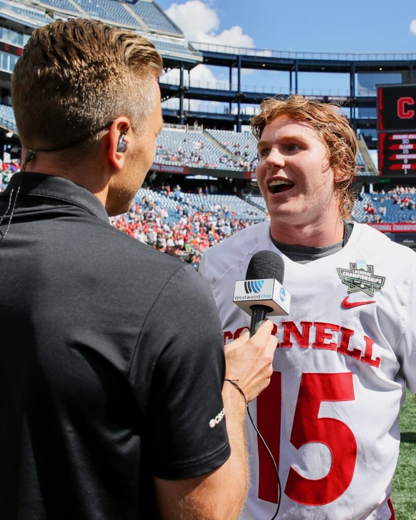 C.J. Kirst being interviewed after the game