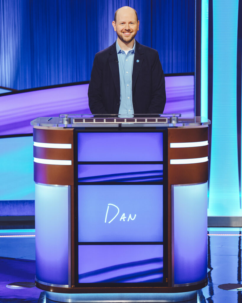 Dan Moren on the set of "Jeopardy!"
