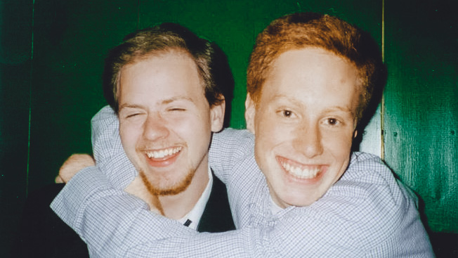 Dan Moren with a friend during college