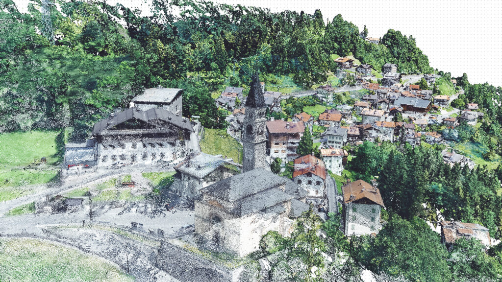 "BeLieving in the Mountains" depicts a 3D color scan of a mountain village