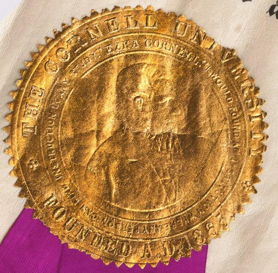 the Great Seal, shown in detail on a Cornell University diploma from 1873