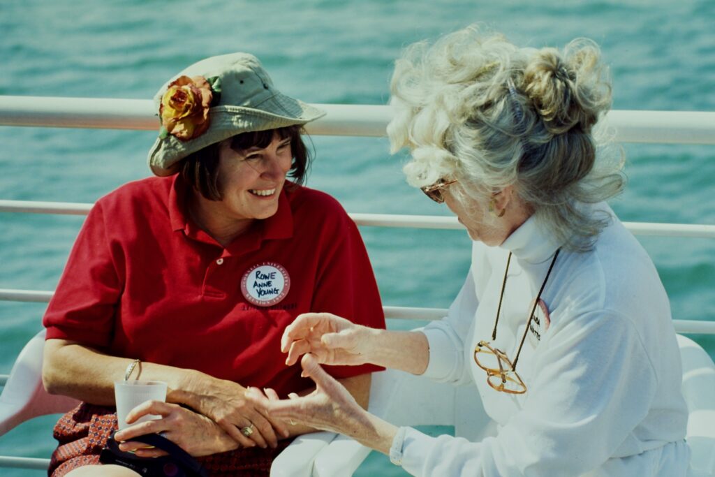 two women alums on a boat during Reunion 1992