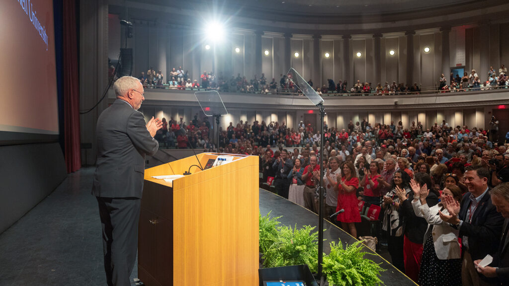 President Mike Kotlikoff gives the State of the University Address