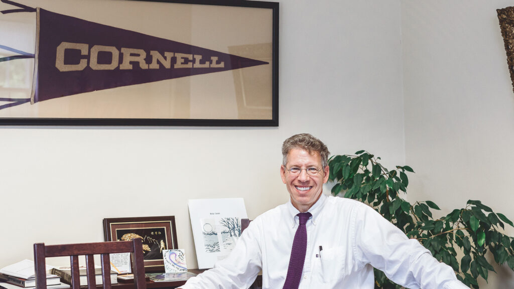 Jonathan Brand, JD ’96, in his Cornell College president’s office