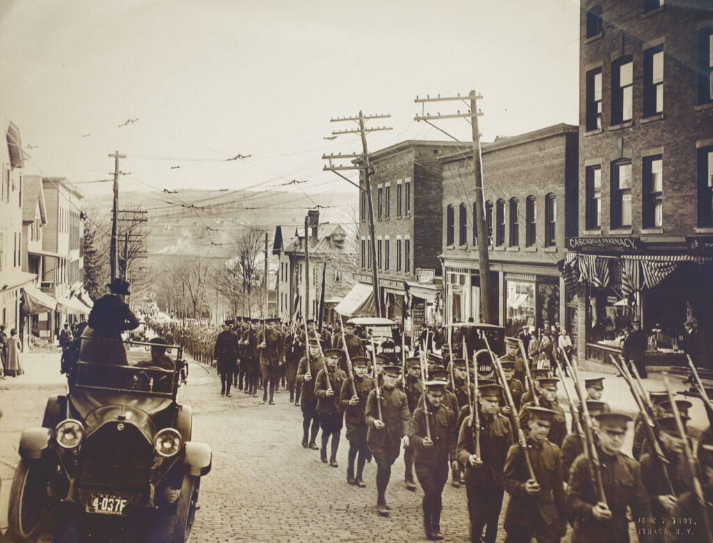 A military parade during World War I on Eddy Street