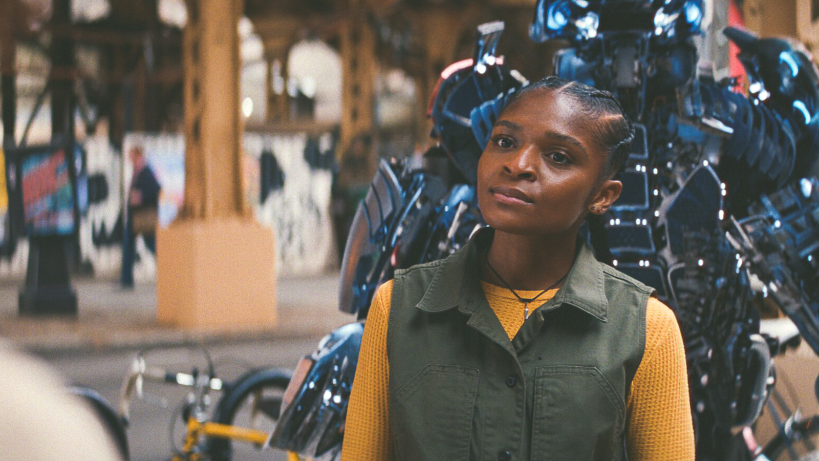 Thorne standing in front of the Ironheart suit