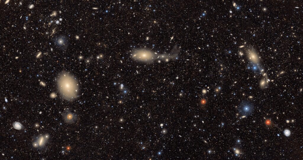 Made from over 1100 images captured by NSF-DOE Vera C. Rubin Observatory, this image contains an immense variety of objects, demonstrating the broad range of science Rubin will transform with its 10-year Legacy Survey of Space and Time. The image includes about 10 million galaxies, roughly .05% of the approximately 20 billion galaxies Rubin Observatory will capture over the next decade